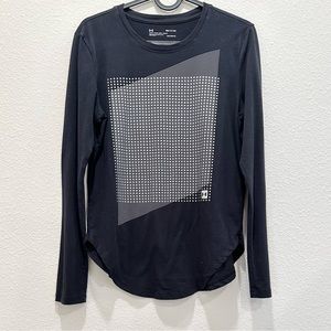 Pre-loved! UNDER ARMOUR Black Graphic Loose Fit Long Sleeve Shirt!